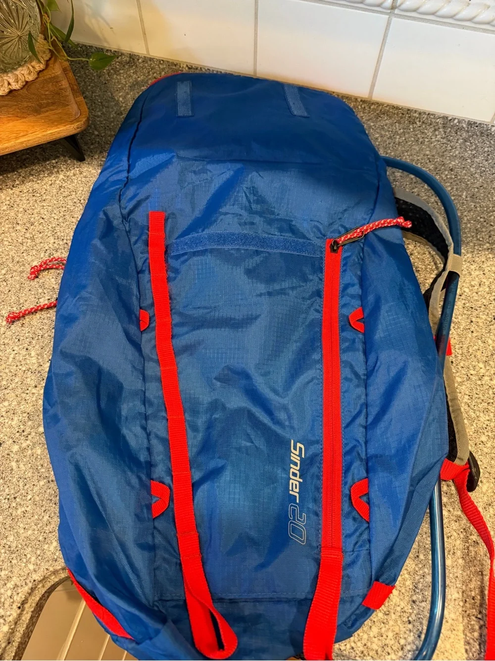 Jansport Blue Backpack with Red Accents and Hydration Bladder
